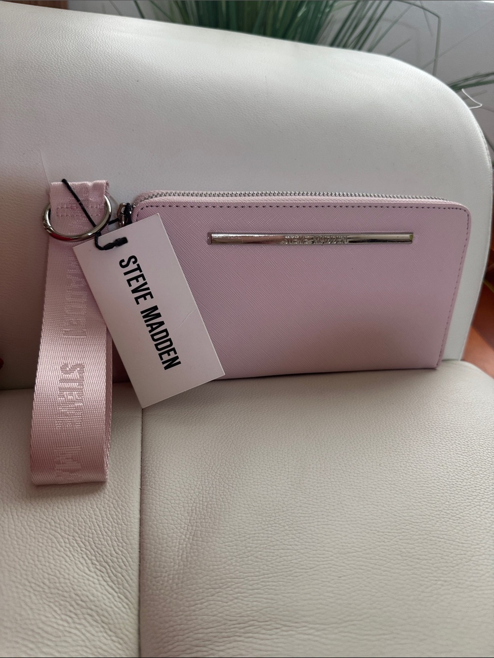 Steve Madden Light Pink Zip-Around Wristlet Clutch